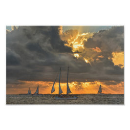 Komend Storm op Sunset in Key West, foto van Flori Afdruk