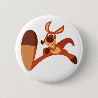 "Komende!" Cute Cartoon Kangaroo Button Badge