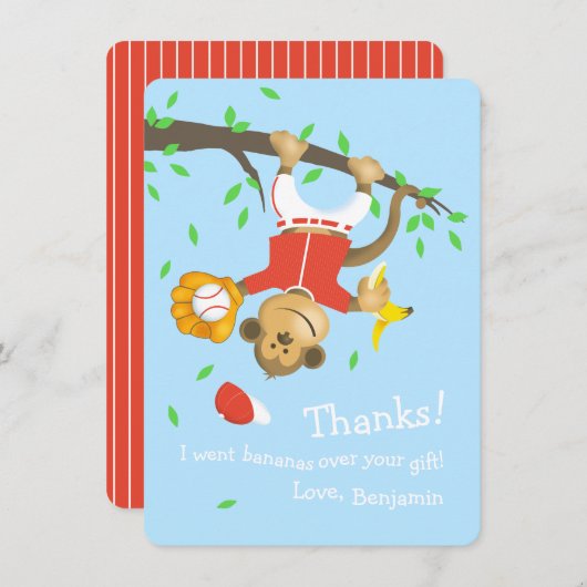 Komende honkbal-aap op zaterdag bedankkaart (Voorkant / Achterkant)