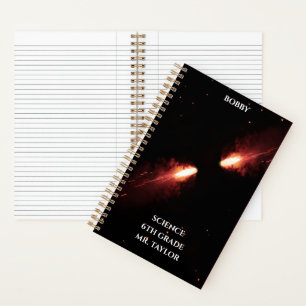 Kometen Botsen Oranje Kosmische Ruimte  Notitieboek