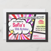 komiek, retro, pop kunst, superheld verjaardagsuit kaart (Voorkant)