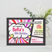 komiek, retro, pop kunst, superheld verjaardagsuit kaart (Staand voorkant)