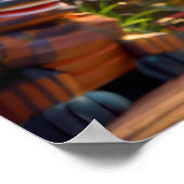 Komisch meisje met parasol in zonnige scène poster (Hoek)