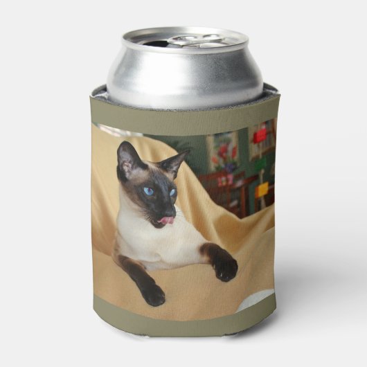 Komische afdichting punt Siamese kat likken het is Blikjeskoeler (Blikje Voorkant)