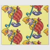 Komische Clown Hockey Speler Cadeaupapier (Vlak)