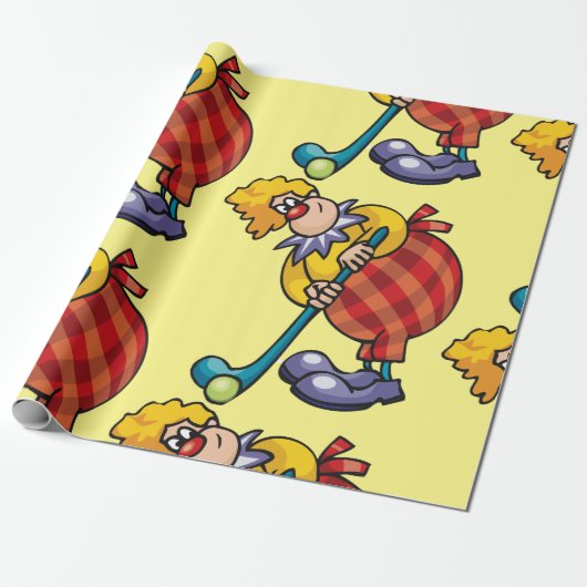 Komische Clown Hockey Speler Cadeaupapier (Uitgerold)