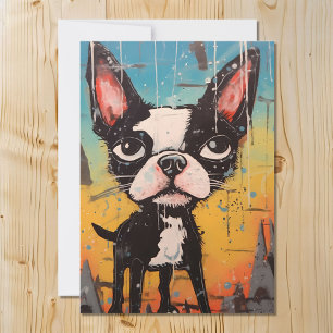 Komische en grillige Boston Terrier Hond Feestdagenkaart