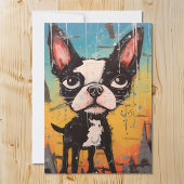 Komische en grillige Boston Terrier Hond Feestdagenkaart