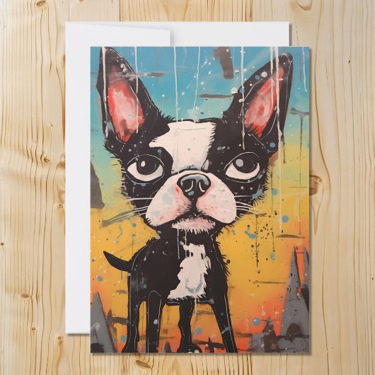 Komische en grillige Boston Terrier Hond Feestdagenkaart