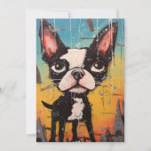 Komische en grillige Boston Terrier Hond Feestdagenkaart (Voorkant)