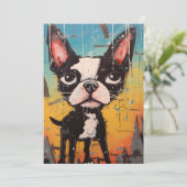Komische en grillige Boston Terrier Hond Feestdagenkaart (Staand voorkant)