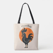 Komische Haan met Oranje Zon Tote Bag (Achterkant)