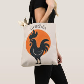 Komische Haan met Oranje Zon Tote Bag (Dichtbij)