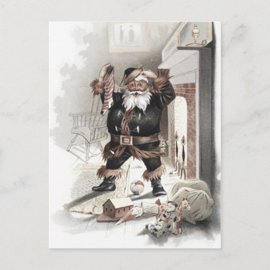  komische kerstman vooraan Fireplace ca1875 Briefkaart (Voorkant)