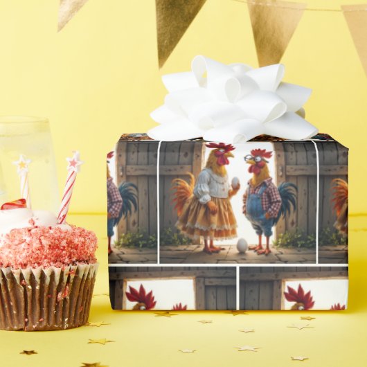 Komische kippen met eieren cadeaupapier (Verjaardagsfeest)