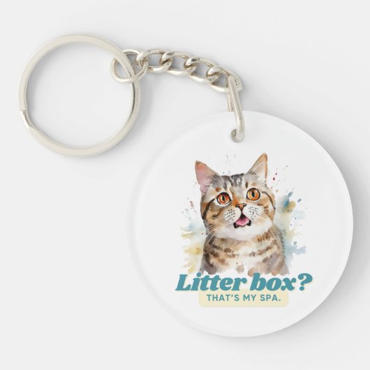 Komische Kitty “Katheterbak? Dat is mijn spa” Sleutelhanger (Voorkant)