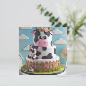 KOMISCHE KOE TAART VERJAARDAG KAART (Staand voorkant)