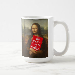 Komische Mona Lisa Says Keep Calm en Glimlach Koffiemok