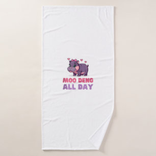 Komische MOO DENG DE HELE DAG Hippo Revolution Saf Badhanddoek