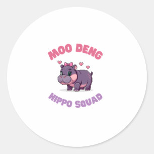 Komische MOO DENG HIPPO SQUAD Hippo Revolution Zoo Ronde Sticker
