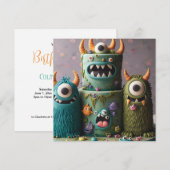 KOMISCHE ODDBALL KOOKY MONSTER TAART VERJAARDAG KAART (Voorkant / Achterkant)