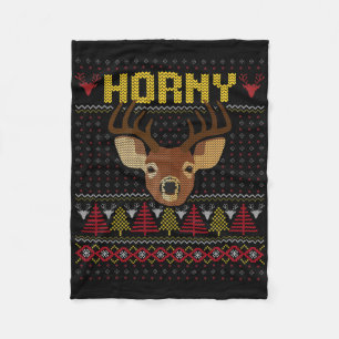 Komische rendier grappig raar kerst ontwerp fleece deken