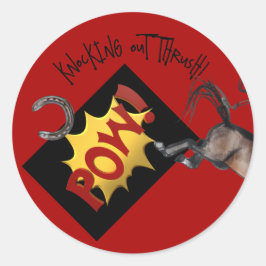 komische stijl KNOCKING out thrush Ronde Sticker