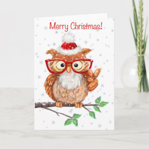 Komische Uil met Vredesteken, Vrolijk Kerstfeest Kaart