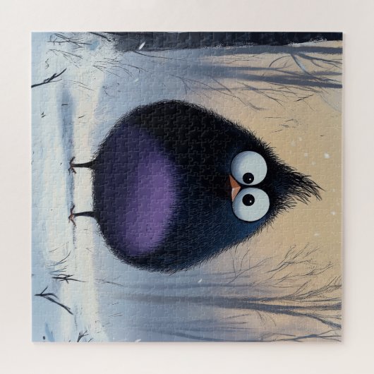 Komische Winter Vogel Puzzel (Horizontaal)