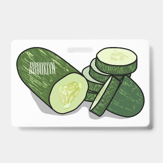 Komkommer cartoon illustratie  badge (Voorzijde)