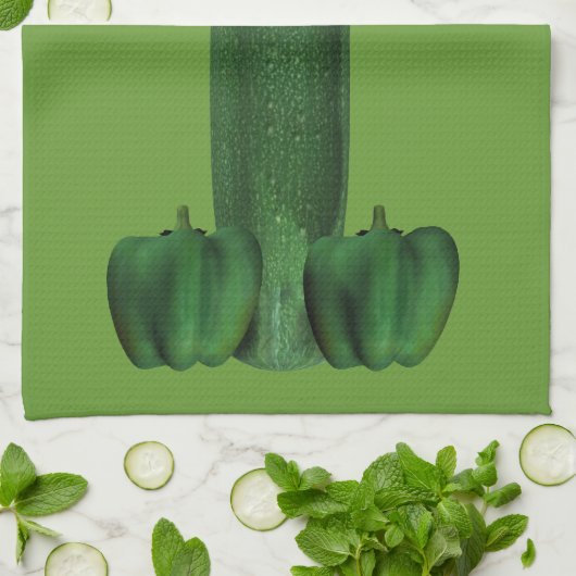 Komkommer en paprika's theedoek (Gevouwen)