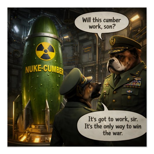 Komkommer het ultieme wapen, grappige satireposter perfect poster (Voorkant)
