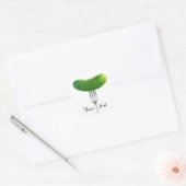Komkommer op een vork vierkante sticker (Envelop)