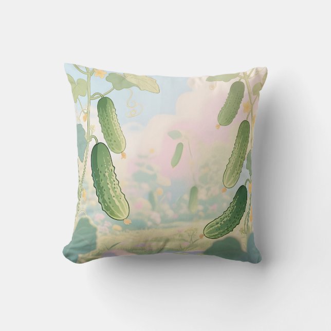 Komkommer Wijnstok Tuin Whimsical Kussen (Voorkant)