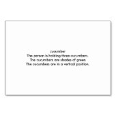 Komkommer, zakkaarten voor het lezen van voedsel,  kaart (Achterkant)