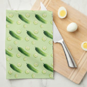 Komkommers, cukes, groene groenten theedoek (Quarter Fold)