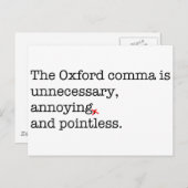 Komma anti-Oxford Briefkaart (Voorkant / Achterkant)