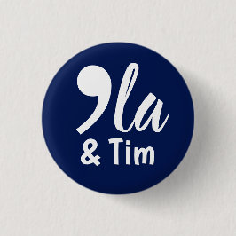 Komma Kamala en Tim 2024 Ronde Button 3,2 Cm
