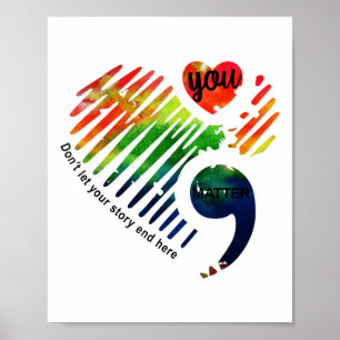 Komma Mentale Gezondheidsbewustzijn Maand Geschenk Poster