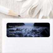 Kommen en Rocks langs de Ocean Shoreline Etiket (Insitu)