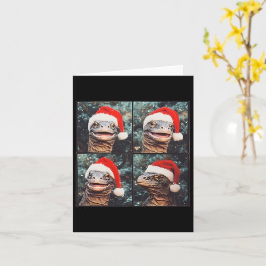 Komodo Dragon Christmas Kaart (Gele Bloem)