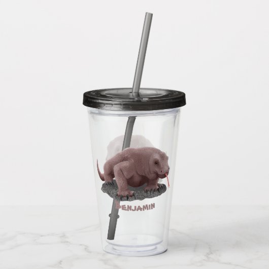 Komodo dragon illustratie gepersonaliseerd acryl drinkbeker (Achterkant)
