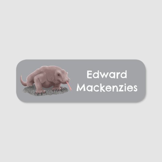 Komodo dragon illustratie gepersonaliseerd naamplaatje (Voorkant)