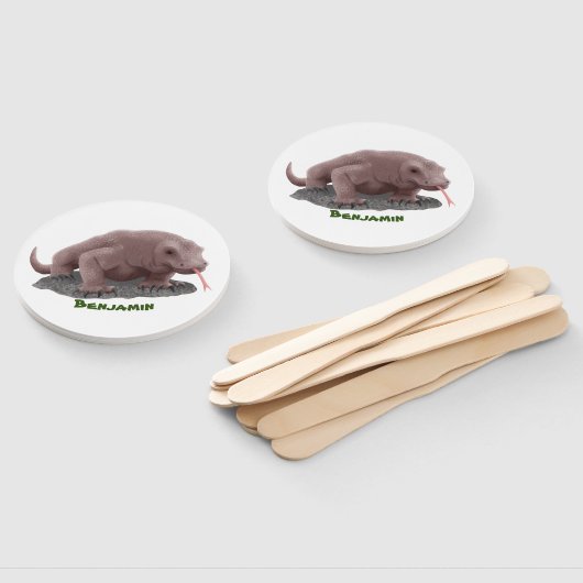 Komodo dragon illustratie handwaaier (Niet-gemonteerd)