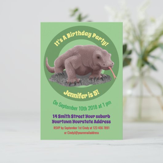 Komodo dragon illustratie kaart (Staand voorkant)