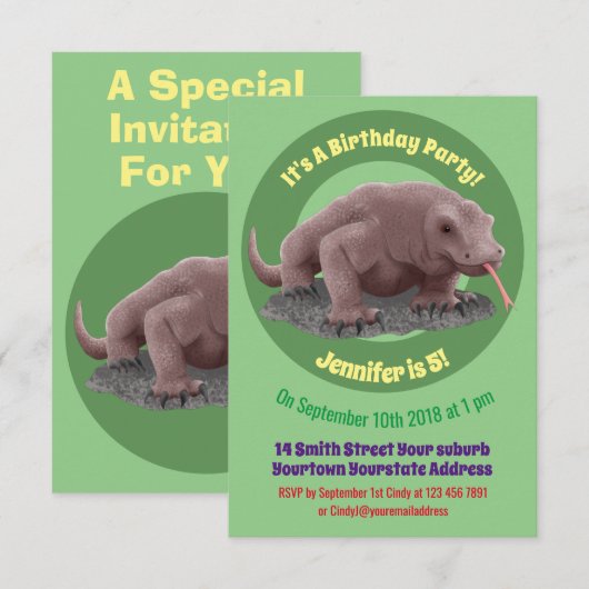 Komodo dragon illustratie kaart (Voorkant / Achterkant)