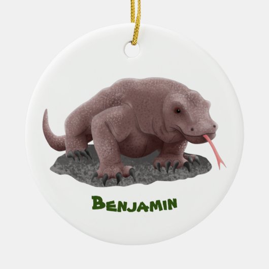Komodo dragon illustratie keramisch ornament (Voorkant)