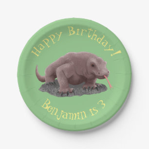 Komodo dragon illustratie papieren bordje