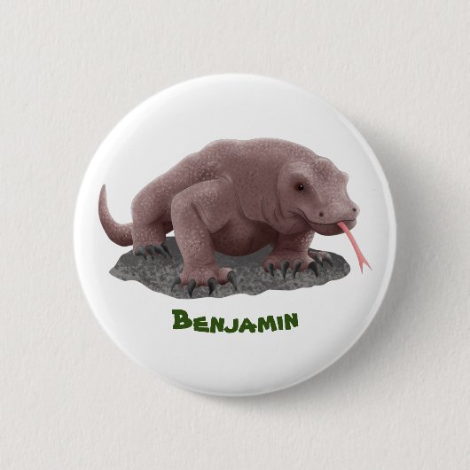 Komodo dragon illustratie ronde button 5,7 cm (Voorkant)