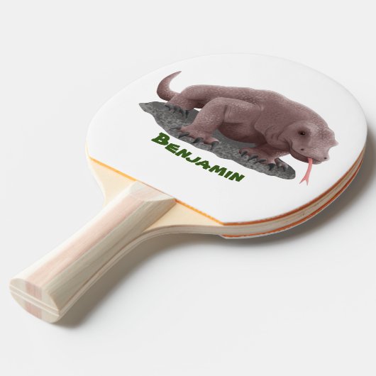 Komodo dragon illustratie tafeltennisbatje (Voorkant Gekanteld)